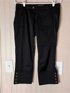 Guess Black Cropped Button-Cuff Chinos 28 (S/M)